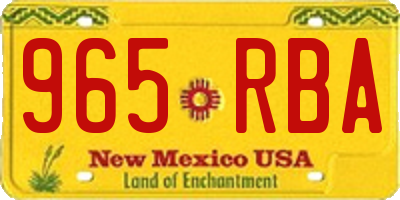 NM license plate 965RBA