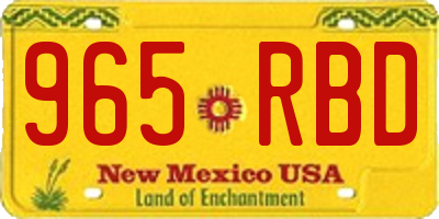 NM license plate 965RBD