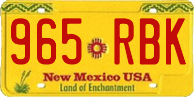 NM license plate 965RBK