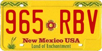 NM license plate 965RBV