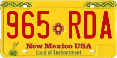 NM license plate 965RDA