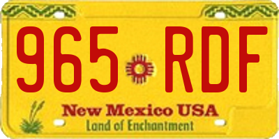 NM license plate 965RDF