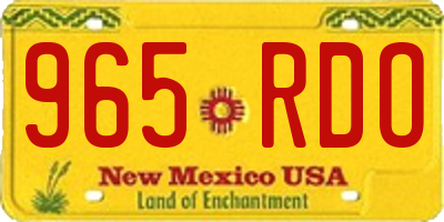 NM license plate 965RDO