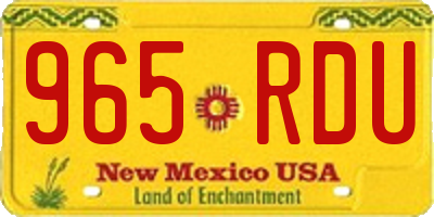 NM license plate 965RDU