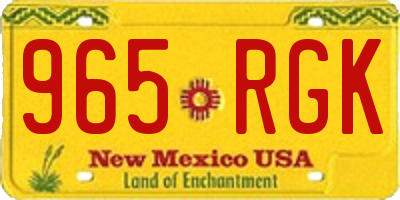 NM license plate 965RGK
