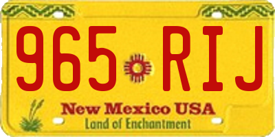 NM license plate 965RIJ