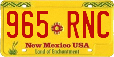 NM license plate 965RNC