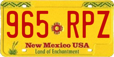NM license plate 965RPZ