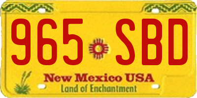 NM license plate 965SBD