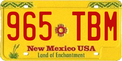 NM license plate 965TBM