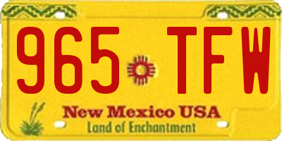 NM license plate 965TFW