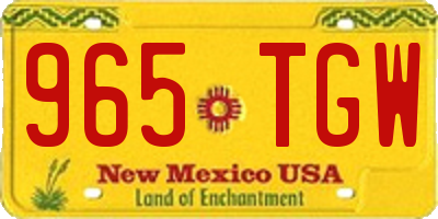 NM license plate 965TGW