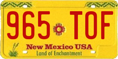 NM license plate 965TOF
