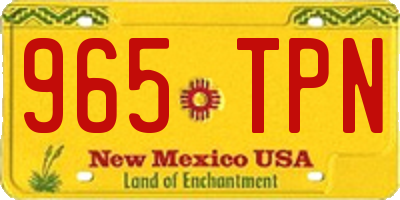 NM license plate 965TPN