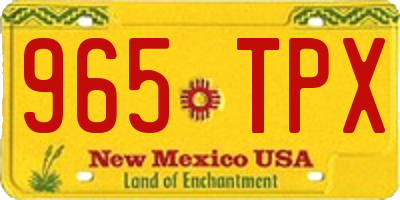 NM license plate 965TPX