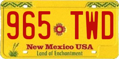 NM license plate 965TWD