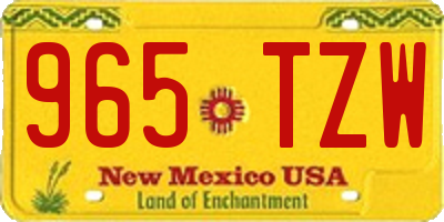 NM license plate 965TZW