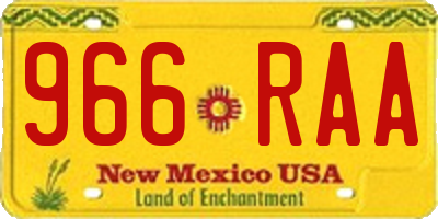 NM license plate 966RAA