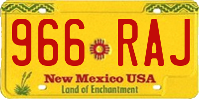 NM license plate 966RAJ