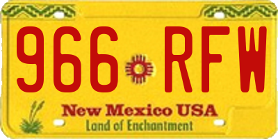 NM license plate 966RFW