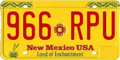 NM license plate 966RPU