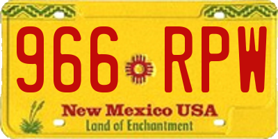 NM license plate 966RPW
