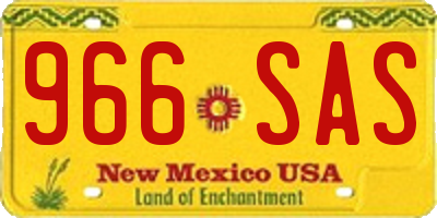 NM license plate 966SAS
