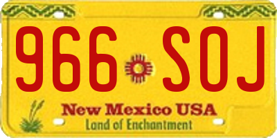 NM license plate 966SOJ