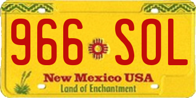 NM license plate 966SOL