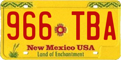 NM license plate 966TBA