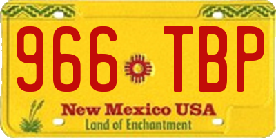 NM license plate 966TBP