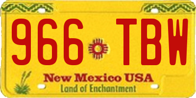 NM license plate 966TBW