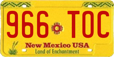 NM license plate 966TOC
