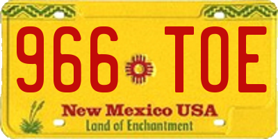 NM license plate 966TOE