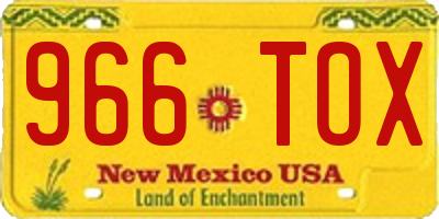 NM license plate 966TOX