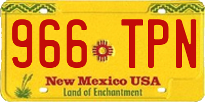 NM license plate 966TPN