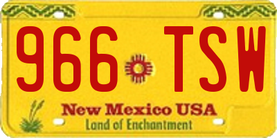 NM license plate 966TSW