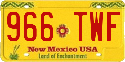 NM license plate 966TWF