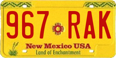 NM license plate 967RAK