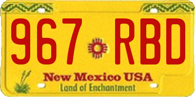 NM license plate 967RBD