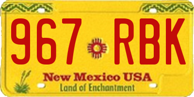 NM license plate 967RBK