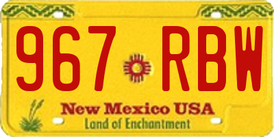 NM license plate 967RBW