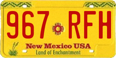 NM license plate 967RFH