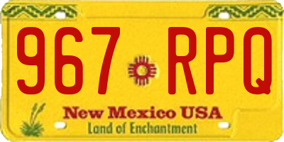 NM license plate 967RPQ