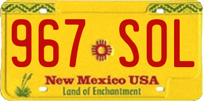 NM license plate 967SOL