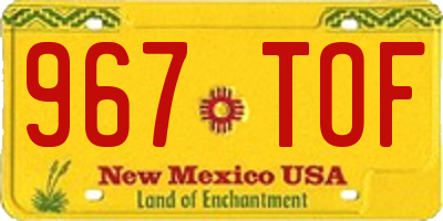 NM license plate 967TOF