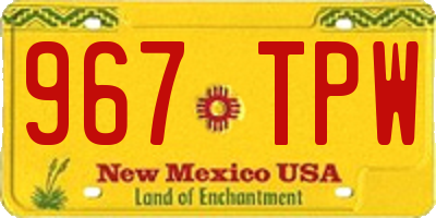 NM license plate 967TPW