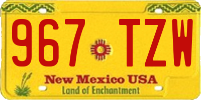 NM license plate 967TZW