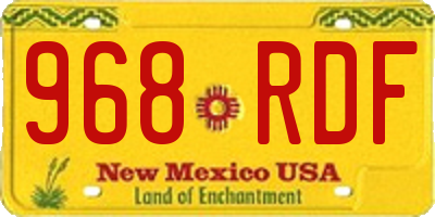 NM license plate 968RDF