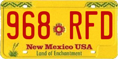 NM license plate 968RFD